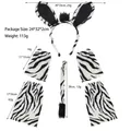 Detailed plush zebra costume set with ear headband, long tail, and four limb sleeves - Plush Zebra Ears with Mane Tail Wrist and Leg Covers
