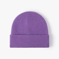Gorro de punto morado para invierno con dobladillo ancho y textura de canalé suave - Púrpura Jaspeado (20B118C)