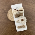 Set of 4 cute beige and brown lace bow and crochet flower hair clips for girls - Style 3