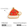 Christmas hat charm in red and white enamel on a stainless steel golden pendant - Red White Green Christmas Hat (PJ91310)
