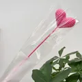 Pink crochet heart bouquet accessory with handmade yarn texture and clear gift packaging - Rose Red Heart Branch