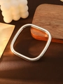 Bracciale rigido CCB argentato minimalista con finitura lucida e design rettangolare - L148 Argento Quadrato