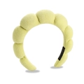 Puffy light green sponge headband in soft terry cloth fabric with handmade label - Yellow Terry Headband