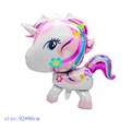 Pink 3D unicorn foil balloon standing 92x86cm with colorful mane for birthday party deco - Big Head Unicorn-92*86cm