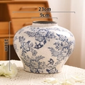 Sphärische blau-weiße Keramikvase mit Eisrissglasur, Abmessungen 23x9x18cm groß - A093 Frisches Muster Flache Eis Riss Vase