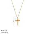 Golden titanium steel cross necklace with zircon inlay, 18MM pendant, 40+5CM chain length - Gold