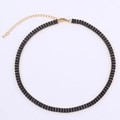 Elegant gold choker necklace featuring rectangle black zircons with lobster clasp closure - Black Zirconia