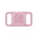 Close-up of pink silicone waterproof AirTag case featuring cute dog and bone patterns - Pink