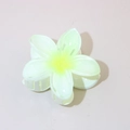 Light green plumeria hair claw clip with yellow center and translucent finish - 1 Piece / #11 Fresh Green / Bulk Packaging