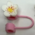 Pink peach blossom straw cover cap for 8-10mm straws compatible with Stanley cups - Style 1 / 8mm