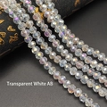 Transparent White AB plated crystal faceted glass beads for DIY jewelry making - Size 1 (Approx 2mm) / Clear White AB Color