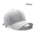 Classic white minimalist six-panel cotton baseball cap with curved brim and back strap - Adjustable / White