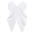 Elegante pinza de pelo con lazo de satén blanco, diamantes de imitación y cintas largas - Blanco