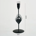 Matte black Nordic metal candle holder with feather hollow design 22cm tall - Medium (22cm) / Black