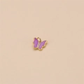 Gold-plated butterfly pendant with purple enamel and micro-pave crystals for DIY jewelry - 13*12mm / Purple (No.7)