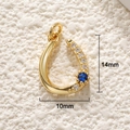 Exquisite gold-plated horseshoe pendant with blue sapphire and zircon, 14mm x 10mm - Blue Zirconia Horse Shoe