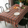 Classic red plaid rectangle tablecloth in cotton-linen blend for dining table decor - Light Brown Fabric Without Lace. / 60*60cm