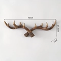 Vintage brown antler wall hook in 48x17.5x7cm dimensions for home decor - Large Dark Color