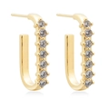 Goldene S925 Silber Creolen mit sechs funkelnden Zirkonia-Steinen für Damen - 24K / Gold U-Form Weißer Strass (JQH0291-GG-2)