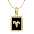 Aries zodiac pendant necklace with gold rectangular frame and sleek snake chain - Aries / Black