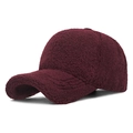 Winter faux shearling baseball cap in burgundy fleece with warm insulated design - Adjustable / Burgundy