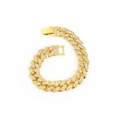 Heren hiphop goud vergulde Cubaanse schakelarmband met fonkelende volle diamanten - 8 inch (20cm) / Goud