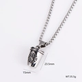 Vintage stainless steel silver coffee cup pendant necklace shown on a white background - Coffee Letter Cup Style (10)