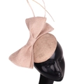 Beige fascinator hat with elegant bow and feathers for retro party banquets - Khaki