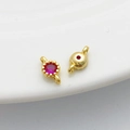14K gold filled round connector charms with rose red zircon for DIY jewelry making - Double Loop 4*8mm / Rose Red