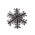 Detail view of snowflake brooch with black crystals on a silver metal base - Silver Black
