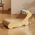 Ergonomic S-shaped vertical cardboard cat scratcher lounge with multi-colored sisal balls - Lounge Chair with Colorful Balls