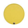 Mini espejo de maquillaje amarillo portátil en cuero PU con botón de presión metálico - Amarillo