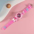 Pink silicone children's watch featuring cartoon unicorn patterns and a colorful dial - Unicorn 4 / Rose Red
