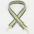 Adjustable green and yellow geometric woven strap with gold metal swivel clasps - No.288 Gold Hook