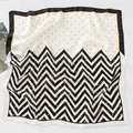 Chic square silk scarf featuring orange polka dots and black white zigzag striped patterns - 70*70cm / Striped Polka Dots - Black