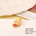 Cute cartoon snake zodiac pendant in golden finish with colorful enamel details - H-7833 (Snake)