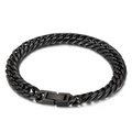 Black stainless steel Cuban link bracelet with secure clasp for men's rock hip hop style - Black Bracelet (20cm)
