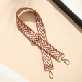 Adjustable wide crossbody bag strap with brown and white wavy pattern and gold metal hooks - Brown and White N (Gold Buckle)