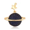 Gold-plated copper Saturn pendant with blue zircons and star charm for jewelry making - Blue Planet 9722