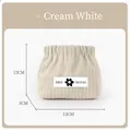 Detailed cream white corduroy makeup bag with free travel label and 13x12x5cm dimensions - With Label / Cream