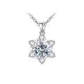 Elegante 925 Silber Schneeflocke Moissanit Halskette für Damen funkelnder Kristall Anhänger. - Sechs-Herz-Krallen-Anhänger / Nur Anhänger (Keine Kette) / Platin Farbe Stil