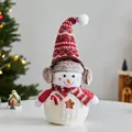 Bonhomme de neige en peluche de Noël avec bonnet rouge et cache-oreilles, 22x45cm - 22*45cm / Bonhomme de Neige Grand Avec Cache-oreilles Rouge