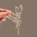 Molla per capelli angelo dorata con strass bianchi in stile silhouette vintage francese - Piccolo Angelo / Oro