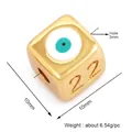 10mm Gold cube evil eye bead with number 22 engraving for DIY jewelry making - Turquoise Cube 22 (M649171-Turquoise)
