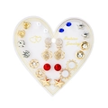 12-pair earring set featuring floral, heart, and star designs on a heart-shaped card - Style 23 (ER23Y0816) / 12 Pairs Set