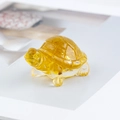 Translucent yellow crystal turtle ornament figurine for desktop or car dashboard decor - 46 Citrine + Gold Foil