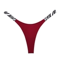 Red cotton thong for women with black and white zebra pattern side straps - Wine Red (Zebra Band)