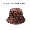Bob en peluche à imprimé léopard pour hiver en fausse fourrure couleur café foncé - 57-58cm (Ajustable) / Léopard Café Foncé
