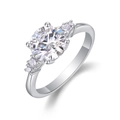 Sparkling S925 sterling silver moissanite ring with round cut stone in a silver finish - US Size 7 / R13563 Moissanite 2 Carat
