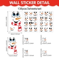 Christmas snowman face stickers set with 138 PVC decals for windows and wall decoration - Red and White Scarf Snowman Expression 138Pcs(CT24Y12577T_T) / 20*30cm (Set of 3)